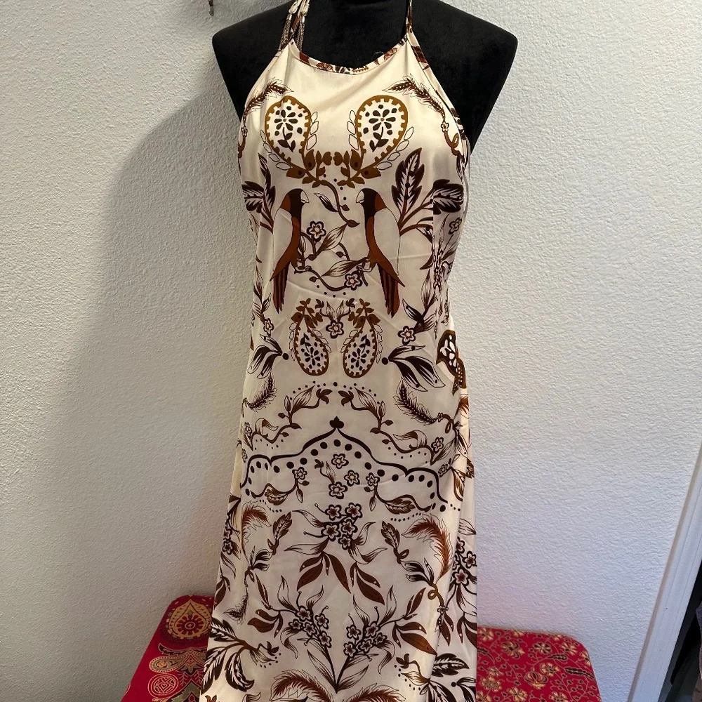 House Of Harllow  1960 Satin Tropical Maxi Dress. NWOT - Picture 5 of 8